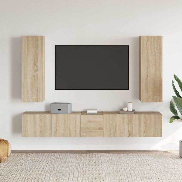 vidaXL 5 Piece TV Cabinet Set Sonoma Oak Engineered Wood