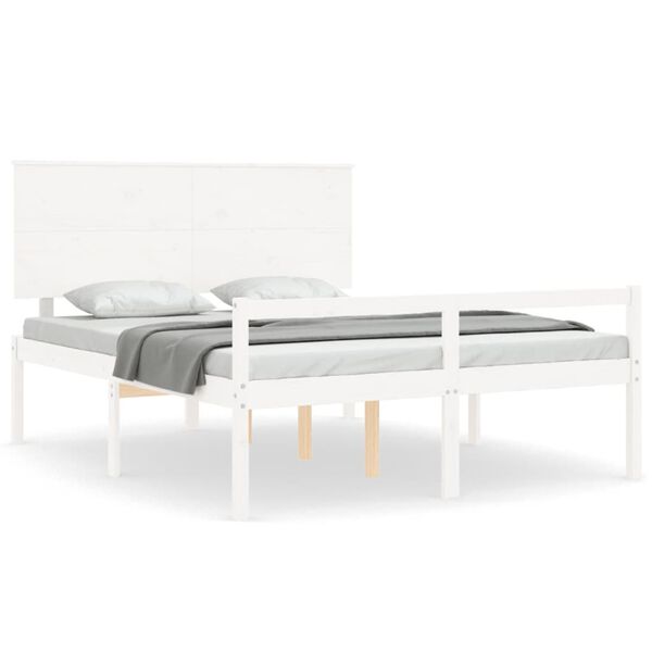 vidaXL Senior Bed without Mattress White King Size Solid Wood