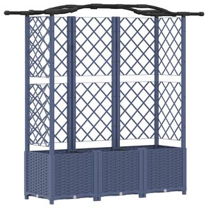 vidaXL Raised Bed with Trellis and Roof Grey 163 x 40 x 138 cm PP