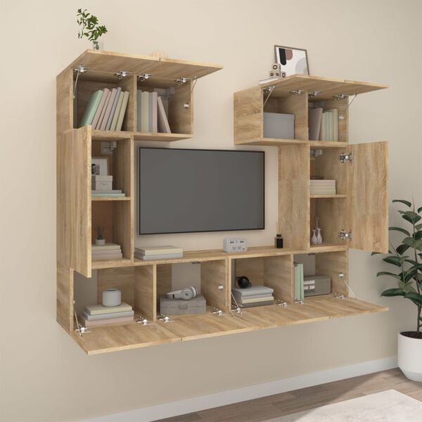 vidaXL 6 Piece TV Cabinet Set Sonoma Oak Engineered Wood