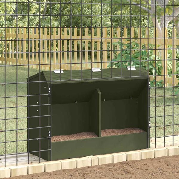 vidaXL Rabbit Feeder Olive Green 64.5 x 25.5 x 45.5 cm
