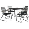 vidaXL 5 Piece Garden Dining Set Black PVC Rattan