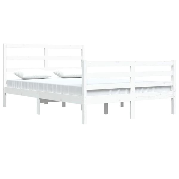 vidaXL Bed Frame without Mattress White Solid Wood Pine 140x200 cm
