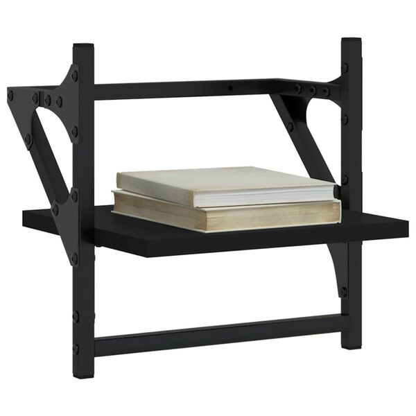 vidaXL Wall Shelves with Bars 2 pcs Black 30x25x30 cm