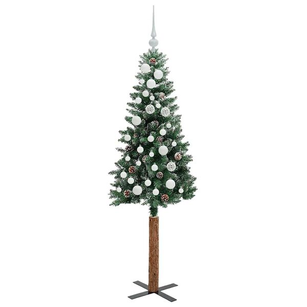 vidaXL Slim Christmas Tree with 150 LEDs Green and White 150 cm