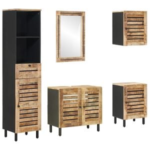 vidaXL Bathroom Cabinet Set 5 pcs Natural Solid Mango Wood