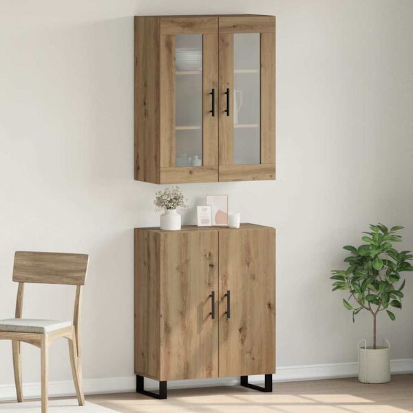 vidaXL Highboard 2 pcs Artisan oak Engineered wood