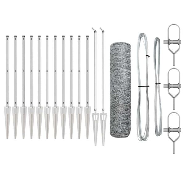 vidaXL Fence with Posts Silver 0.8 x 10 m PVC-coated steel