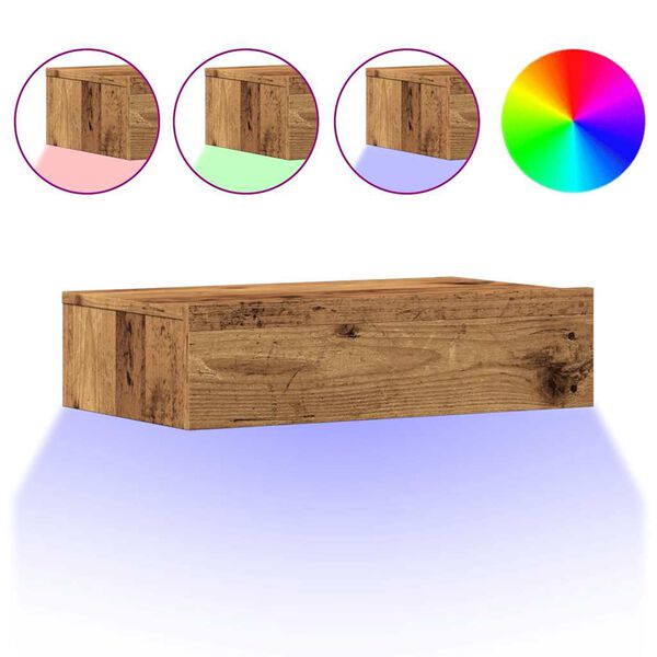 vidaXL TV Cabinet with LED Lights Old Wood 60x35x15.5 cm