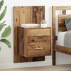vidaXL Wall-mounted Bedside Cabinet 2 pcs Old Wood 48.5 x 32.5 x 80 cm