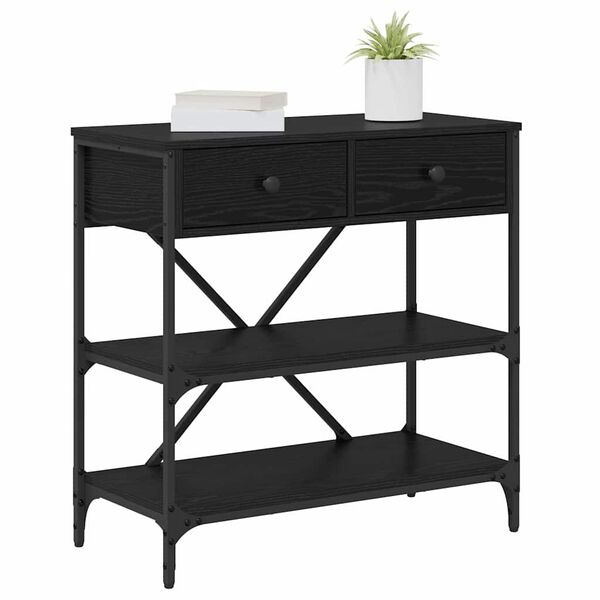 vidaXL Console Table with Drawer Black Oak 100 x 34.5 x 75 cm Wood