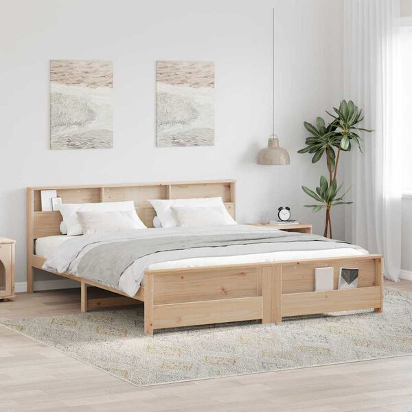 vidaXL Bed Frame with Headboard Brown 180 x 200 cm Engineered Wood