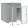 vidaXL Dog House with Run Light Grey 165x863x181 cm Galvanised Steel