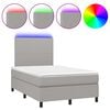 vidaXL Box Spring Bed with Mattress&LED Light Grey 120x200 cm Fabric