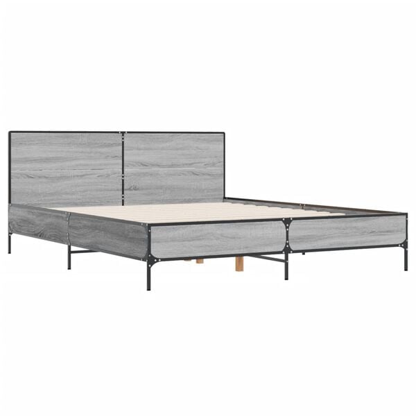 vidaXL Bed Frame without Mattress Grey Sonoma 135x190 cm Double