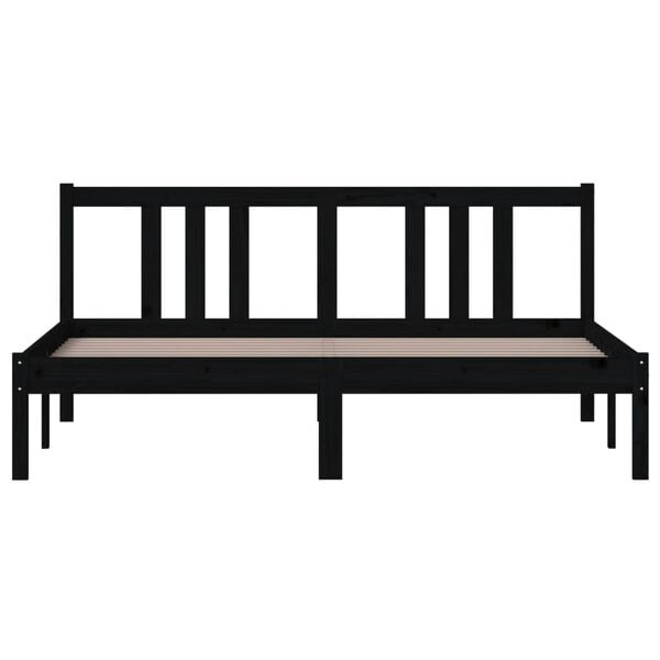vidaXL Bed Frame without Mattress Black Solid Wood 150x200 cm King Size King Size