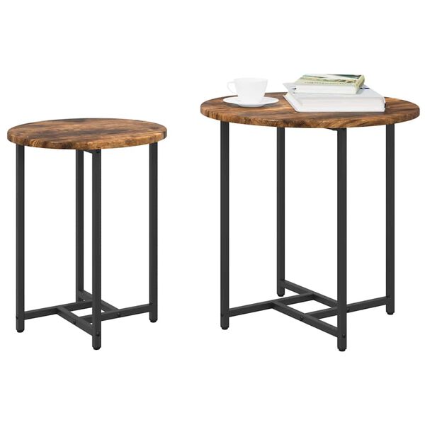 vidaXL Side Table Set 2 pcs Smoked Oak and Black
