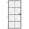vidaXL Interior Door Slim Black 93x201.5 cm Tempered Glass and Aluminium