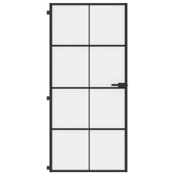 vidaXL Interior Door Slim Black 93x201.5 cm Tempered Glass and Aluminium