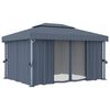 vidaXL Gazebo with Curtain&LED String Lights 4x3 m Anthracite