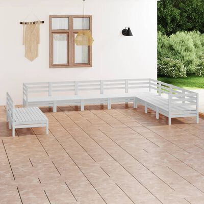 vidaXL 10 Piece Garden Lounge Set Solid Wood Pine White