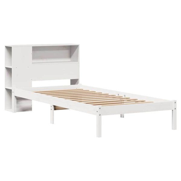 vidaXL Bookcase Bed without Mattress White 75x190 cm Small Single Solid Wood Pine