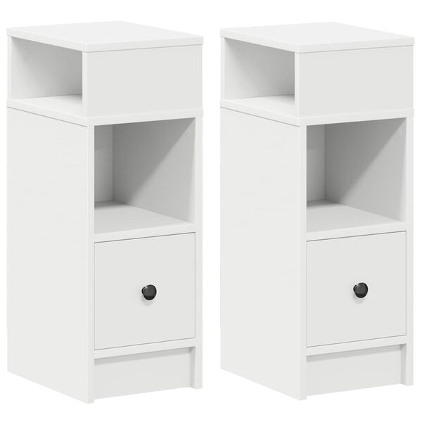 vidaXL Bedside Cabinets 2 pcs with Drawer White 25x31x66 cm