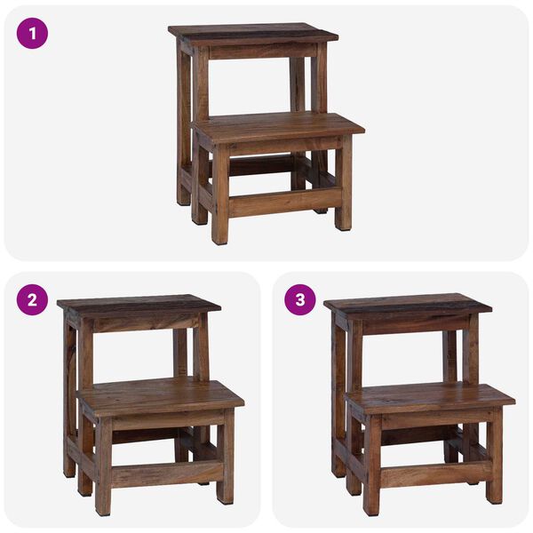 vidaXL Stool Natural 37 x 37 x 46 cm Mahogany Wood