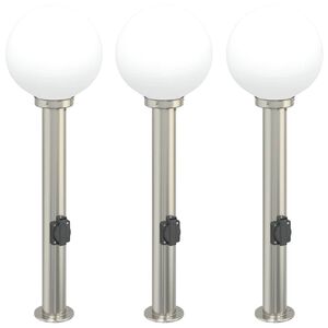 vidaXL Bollard Lights with Outlet 3 pcs 80 cm Stainless Steel IP44