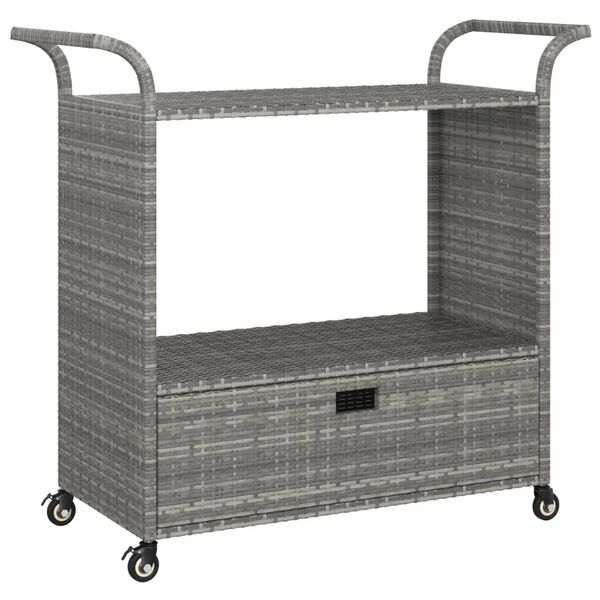vidaXL Bar Cart with Drawer Grey 100x45x97 cm Poly Rattan