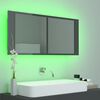 vidaXL LED Bathroom Mirror Cabinet High Gloss Grey 100x12x45 cm Acrylic
