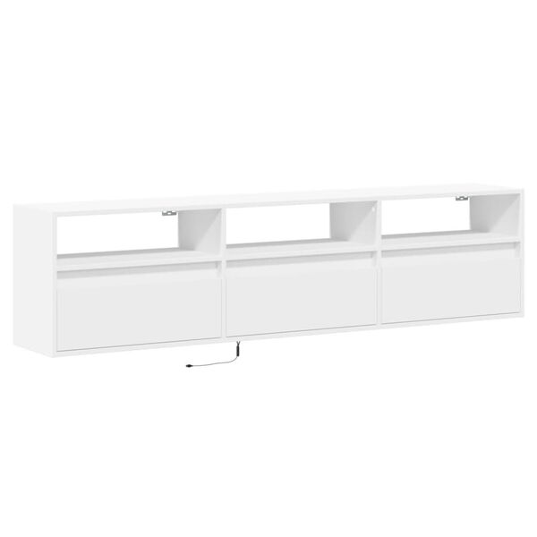 vidaXL TV Wall Cabinet with LED White 180x31x45 cm
