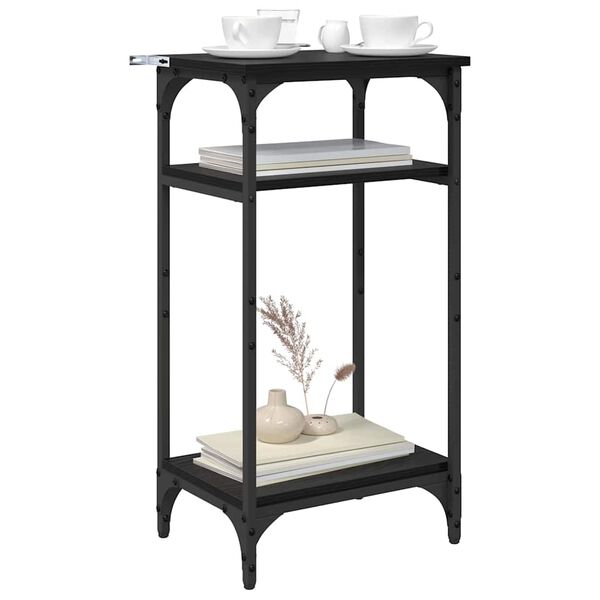 vidaXL Side Table with Shelf Black Oak 40 x 30 x 75 cm Engineered Wood