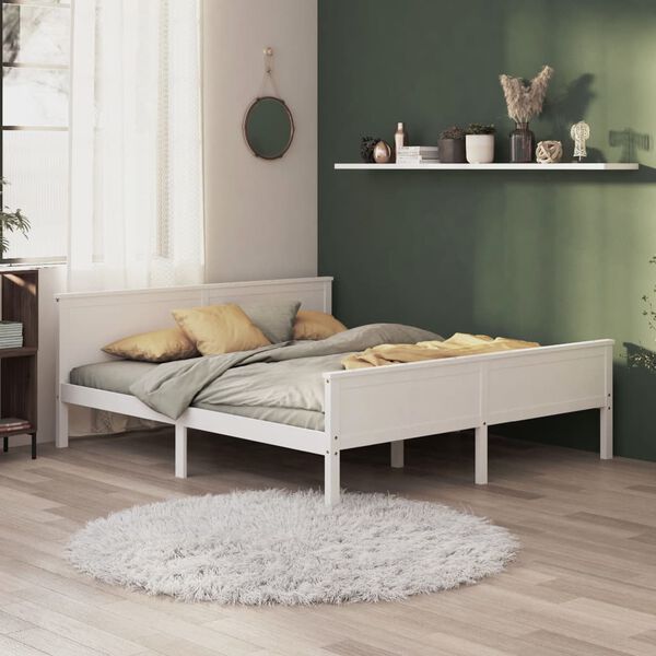 vidaXL Bed Frame without Mattress White Solid Wood Pine 200x200 cm