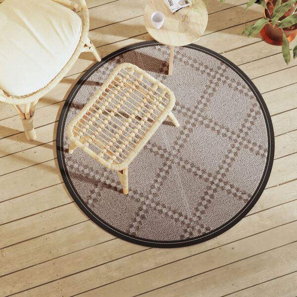 vidaXL Outdoor Carpet ARAKIL Brown Ø120 cm PP