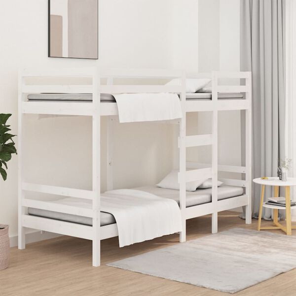vidaXL Bunk Bed without Mattress White 75x190 cm Small Single Solid Wood Pine