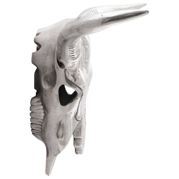 vidaXL Bull Skull Silver 49 x 10 x 36 cm Aluminium