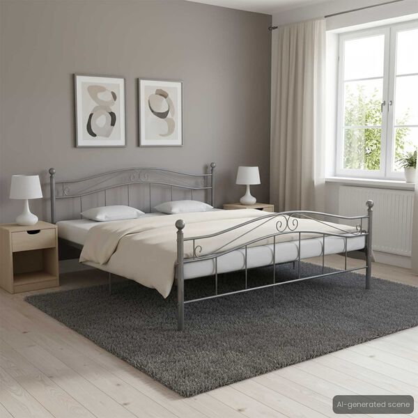 vidaXL Bed Frame without Mattress Grey Metal 200x200 cm