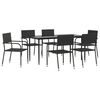 vidaXL 7 Piece Garden Dining Set Black Poly Rattan