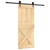 vidaXL Sliding Door Natural and Black 85 x 210 cm Solid Pine Wood