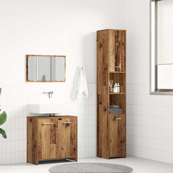 vidaXL 3 Piece Bathroom Furniture Set Old Wood Engineered Wood