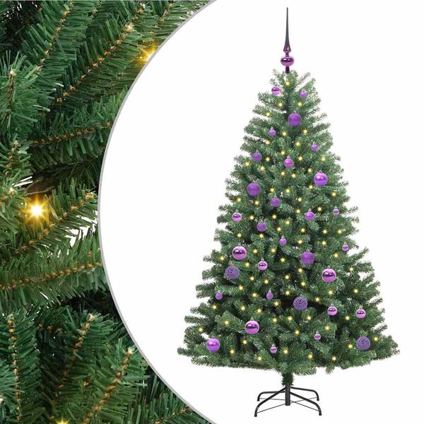 vidaXL Artificial Hinged Christmas Tree Green 150 cm PVC and Metal
