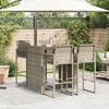 vidaXL 5 Piece Garden Bar Set without Cushions Grey Poly Rattan Acacia
