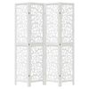 vidaXL Room Divider 4 Panels White Solid Wood Paulownia