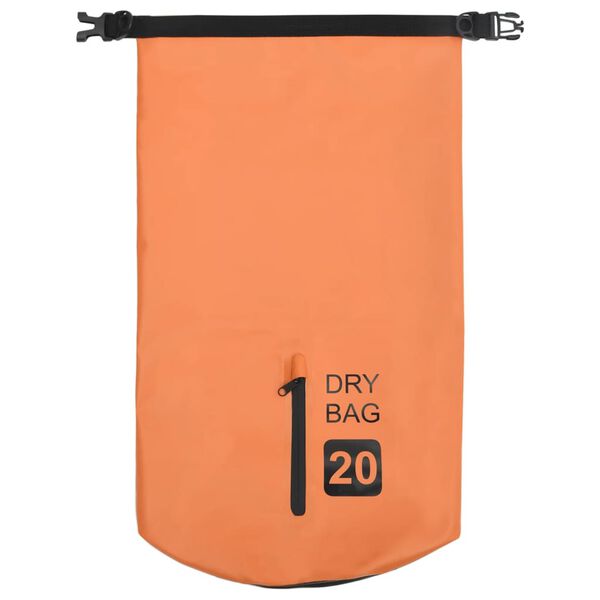 vidaXL Dry Bag with Zipper Orange 20 L PVC