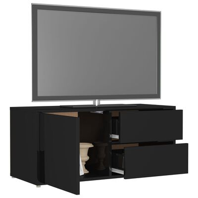 vidaXL TV Cabinet High Gloss Black 80x34x36 cm Engineered Wood