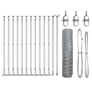 vidaXL Hexagonal Fence with Concrete Base 25 x 0.5 m Galvanised Steel