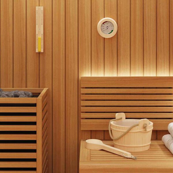 vidaXL Sauna Accessory Set 4 pcs Brown Solid Pine Wood and Hemp