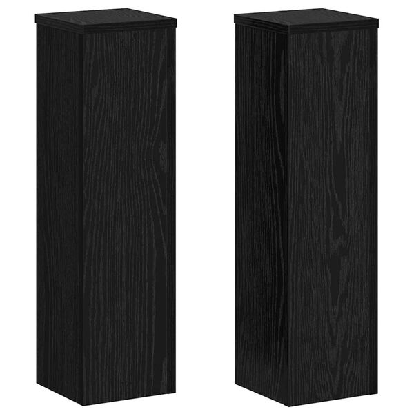 vidaXL Plant Stand 2 pcs Black Oak 17 x 17 x 60 cm Engineered Wood