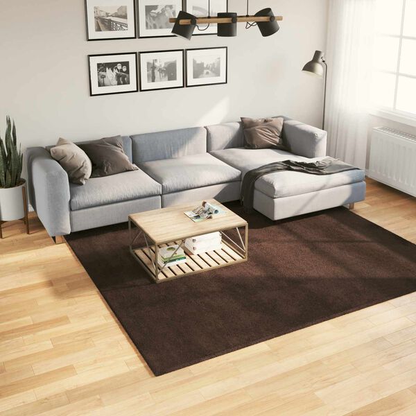 vidaXL Area Rugs Square HUARTE Brown 240 x 240 cm Polyester